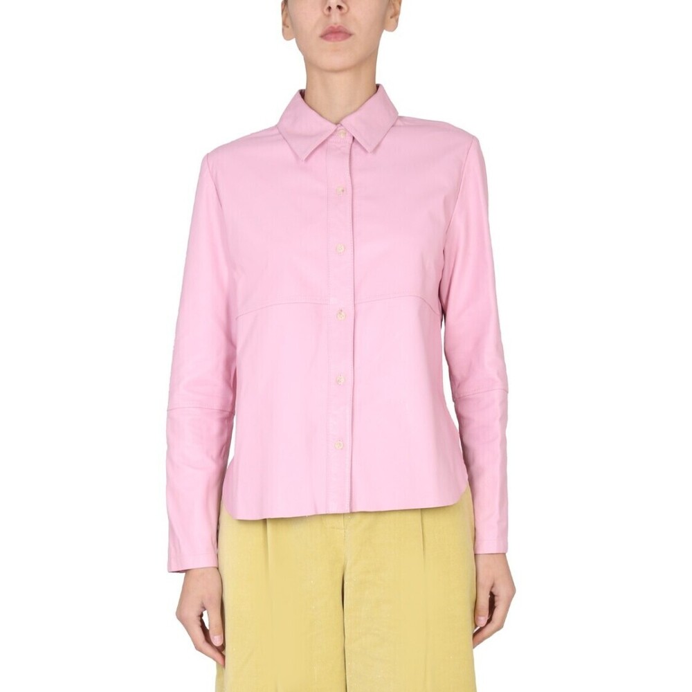 Alysi Pointed Collar Leather Jacket